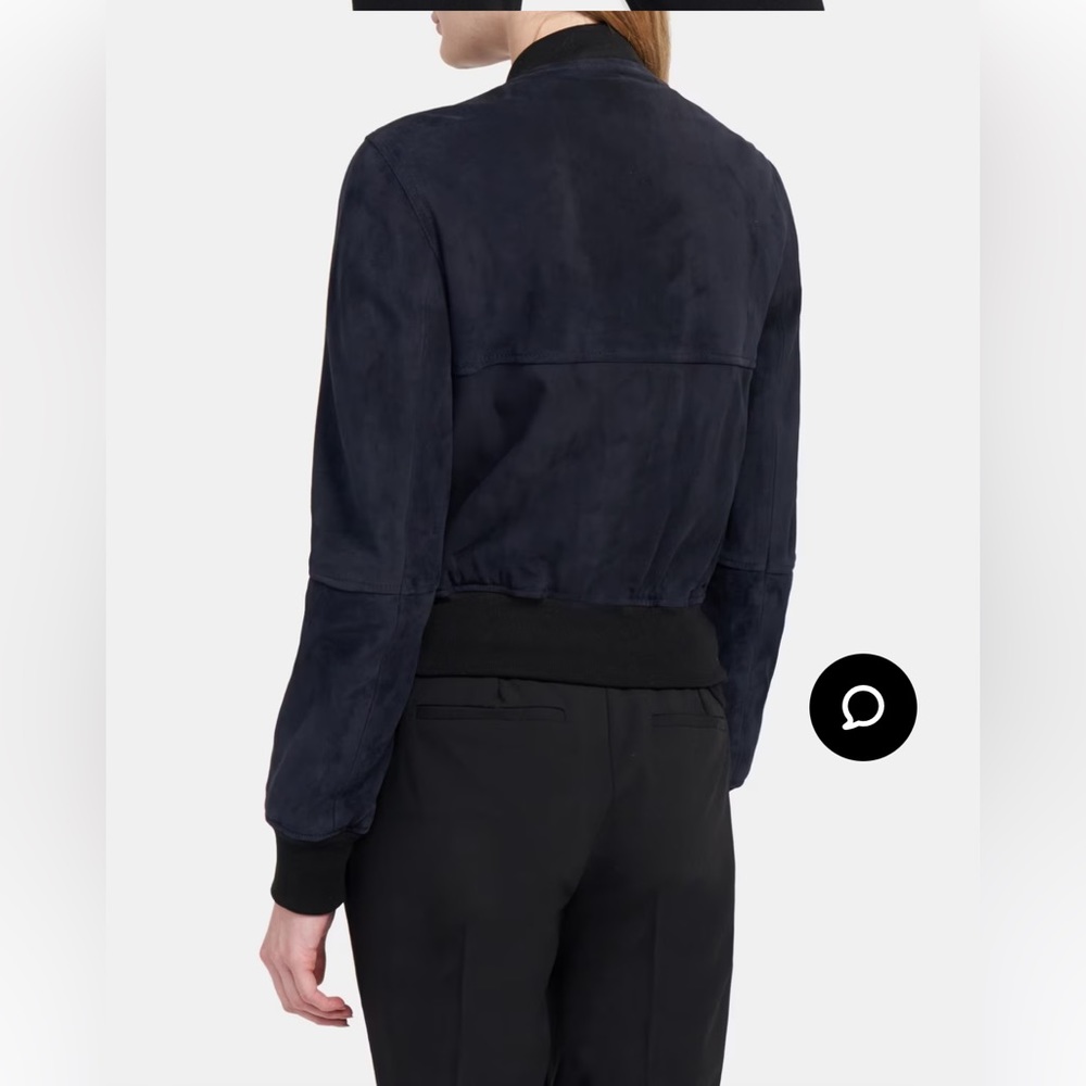 Theory Daryette S Benna Suede Lamb Leather Bomber Jacket Navy Blue Size SP - Picture 5 of 15